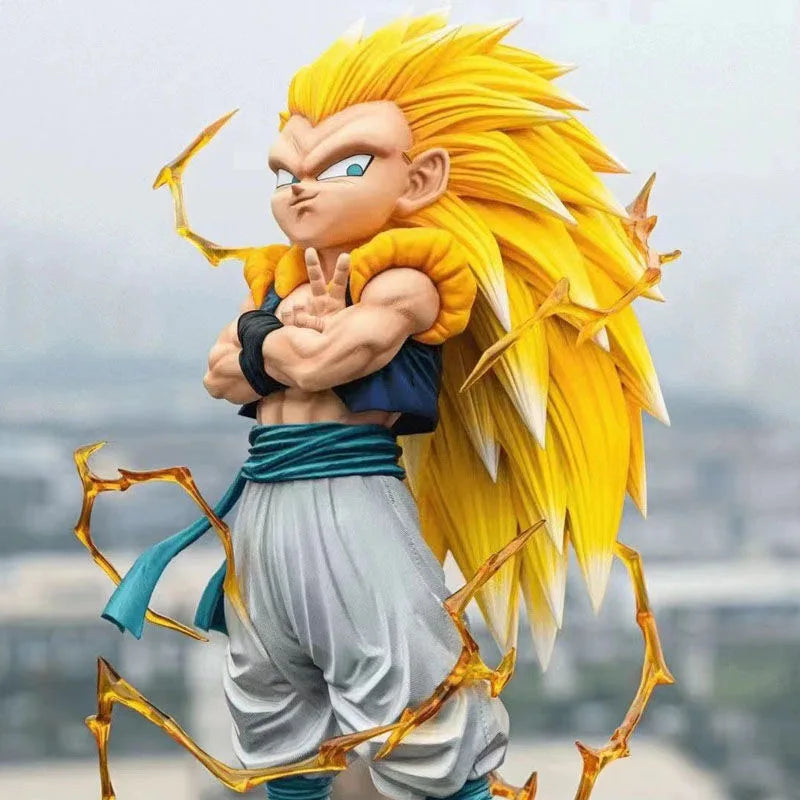 23cm Anime Dragon Ball Figures GK New Pattern Gotenks Super Saiyan 3 Action Figures PVC Model Toys Desktop Gifts