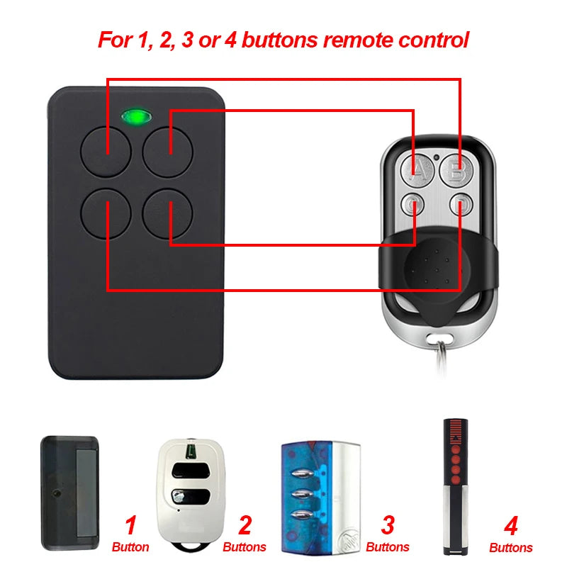 Multi-Frequency 280-868MHz Universal Garage Door Remote Control Duplicator Clone 433.92MHz 433.42MHz Gate Keyfob Transmitter