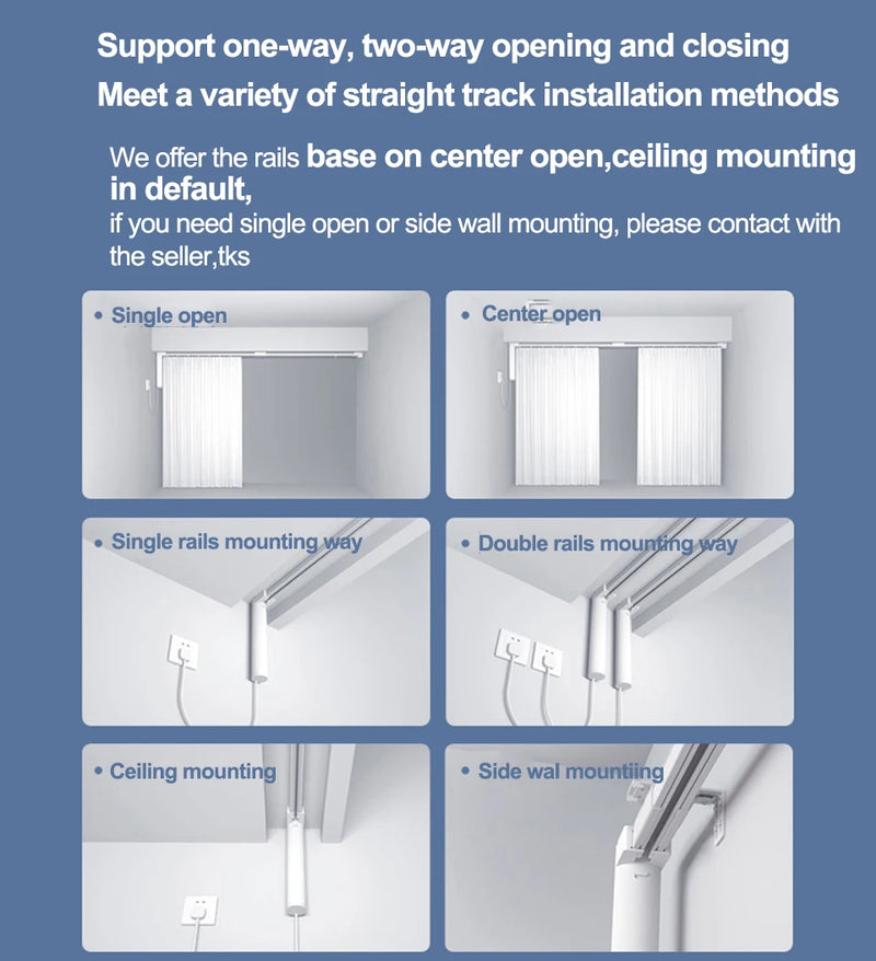 Customizable Super Quiet CurtainTrack For dooya Zigbee motor, A1/B1 motor Tuya wifi Zigbee motor Electric Curtain rails system