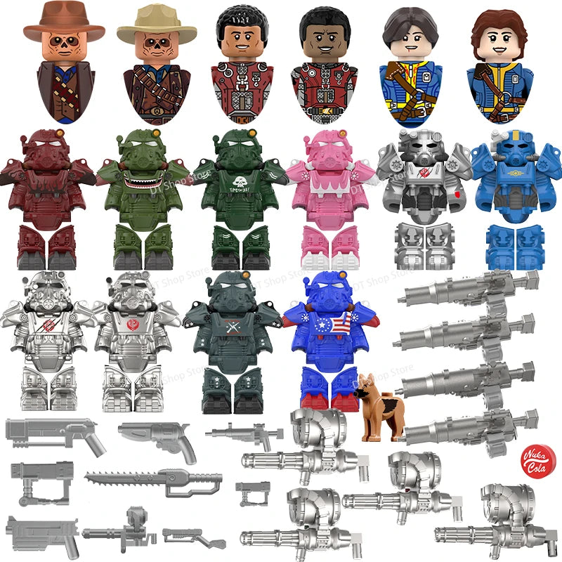 MOC Military T60 Armor Soldiers Mini Anime Action fallouts Figures Weapons Robot Kinghts Building Blocks Bricks DIY Toys gifts