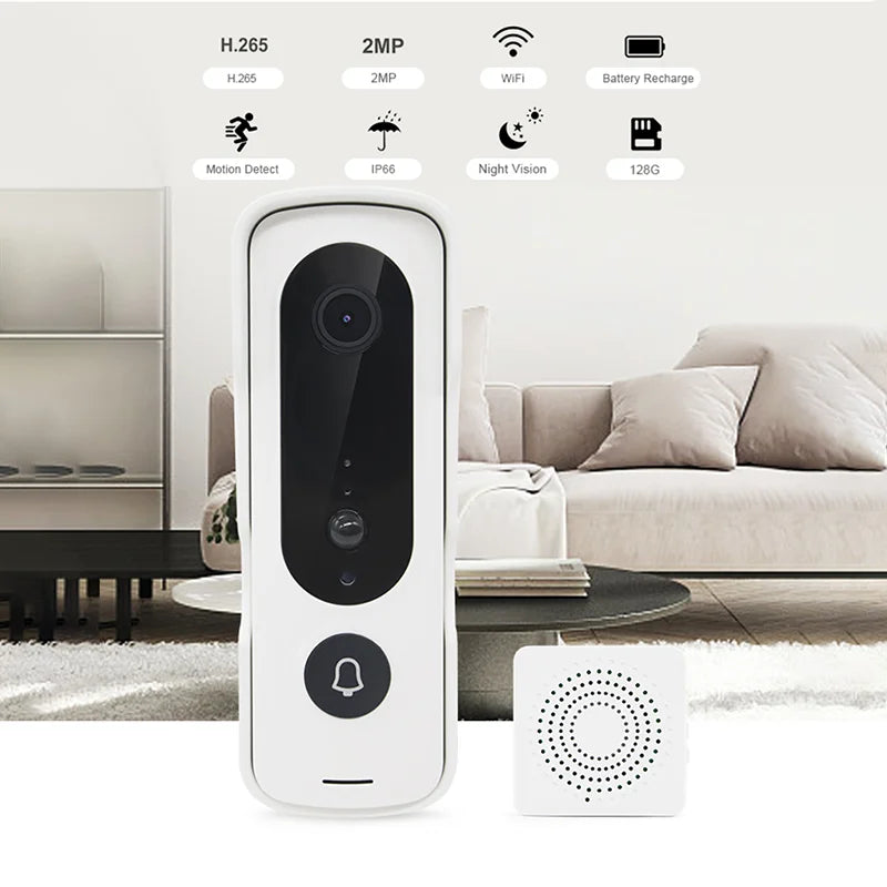 Tuya Video Doorbell WiFi Wireless Door Bell Camera 1080P HD Security Camera Intercom Smart Home Security Protection with Battery