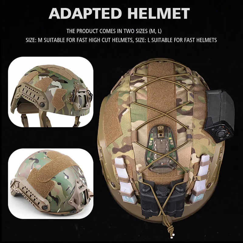 Airsoft Helmet Cover Camouflage Tactical FAST Helmet Cloth Hunting Shooting Helmet Accessories with Elastic Cord