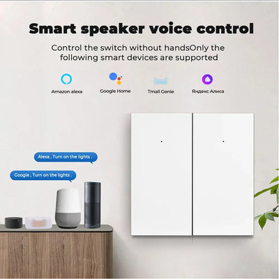 Tuya Smart Switch Push Button Controller 1/2/3 Gang WiFi Switches No Neutral Wire Works With Alexa Google Home Smart Life App