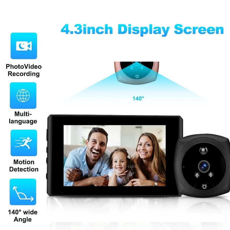 Door Camera Video Door Peephole Camera Doorbell Viewer with LCD Monitor Night Vision Visual Peephole Door Bell Home Security