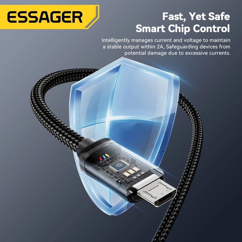 Essager Micro USB Cable Fast Charging Data Cable For Xiaomi Realme Huawei OPPO Samsung Mobile Phone Charger Cord  USB Micro Wire