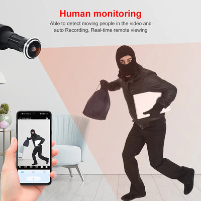 5MP Door Eye IP POE Camera Mini Peephole Motion Detection Video-eye Viewer Wireless Intercom Home Security Surveillance Hole Cam