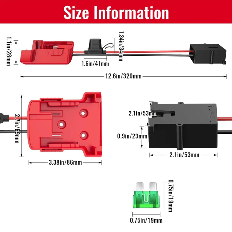 For Milwaukee 18V Battery Adapters Dock Power DIY Battery Converter Connector 12AWG Home Power Tools Parts Replacement