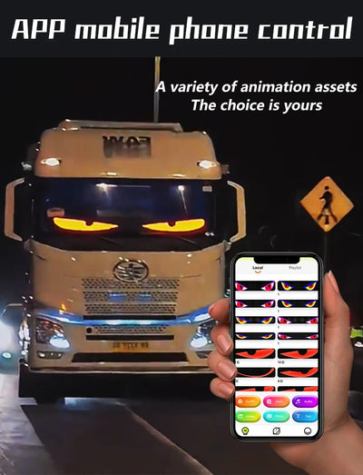 APP control flexible led eyes animation display smart scrolling message blink eye Soft LED Sign Board for trucks