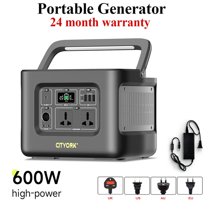 600W Portable Power Station 200-240V 622Wh Solar Generator For Outdoor Camera Drone Emergency Power Supply Home Car Drone Laptop