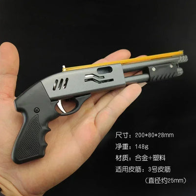 2024 Rubber Band Shotgun Sprayer 8 Bursts of Rubber Band Gun Miniature Model Ornaments Toy Soft Bullet Gun Christmas Gift