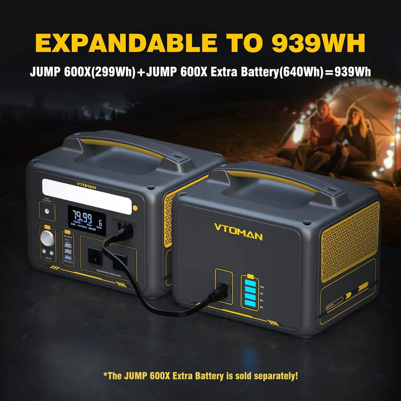 600W Portable Power Station LFP Battery Powered Generator with 2x 600W AC Outlets (Surge 1200W) 4x USB ports 3x DC Output