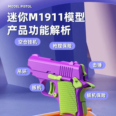 Gravity 1911 plastic Pistol 3D Printing Reverse Blowback Rifle Mini Decompression plastic pistol Toy guns for kids gift