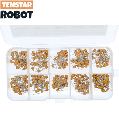 300pcs 10value 50v 10pf 20pf 30pf 47pf 56pf 68pf 100pf 1nf 10nf 100nf Multilayer Ceramic Capacitor Assortment Kit