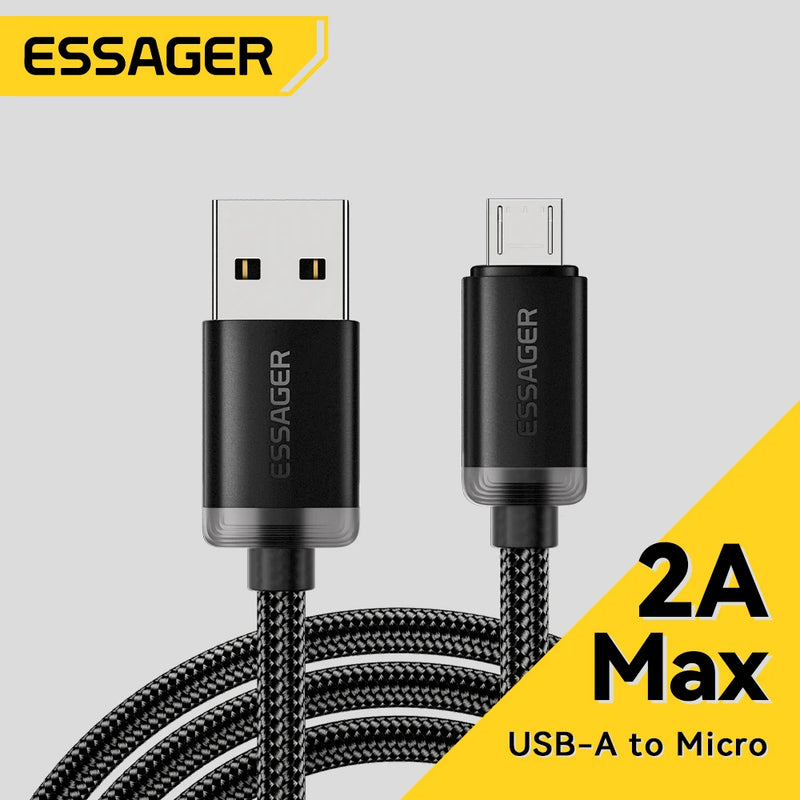 Essager Micro USB Cable 2A Fast Charging USB Cable for  Xiaomi Realme Redmi Samsung Huawei Mobile Phone USB Data Charger Wire 3M