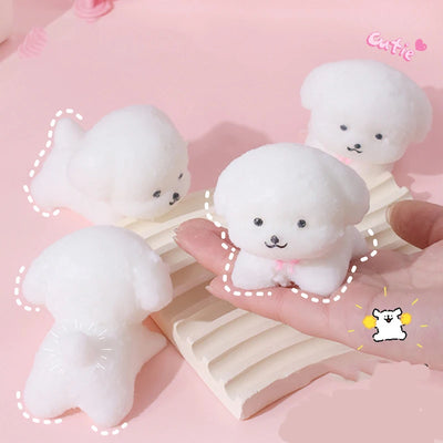 Squishy Teddy Dog Kawaii White Puppy Squeeze Toy TPR Adult Child Stress Relief Toy Cute Girl Birthday Gift Autism Fidget Toys