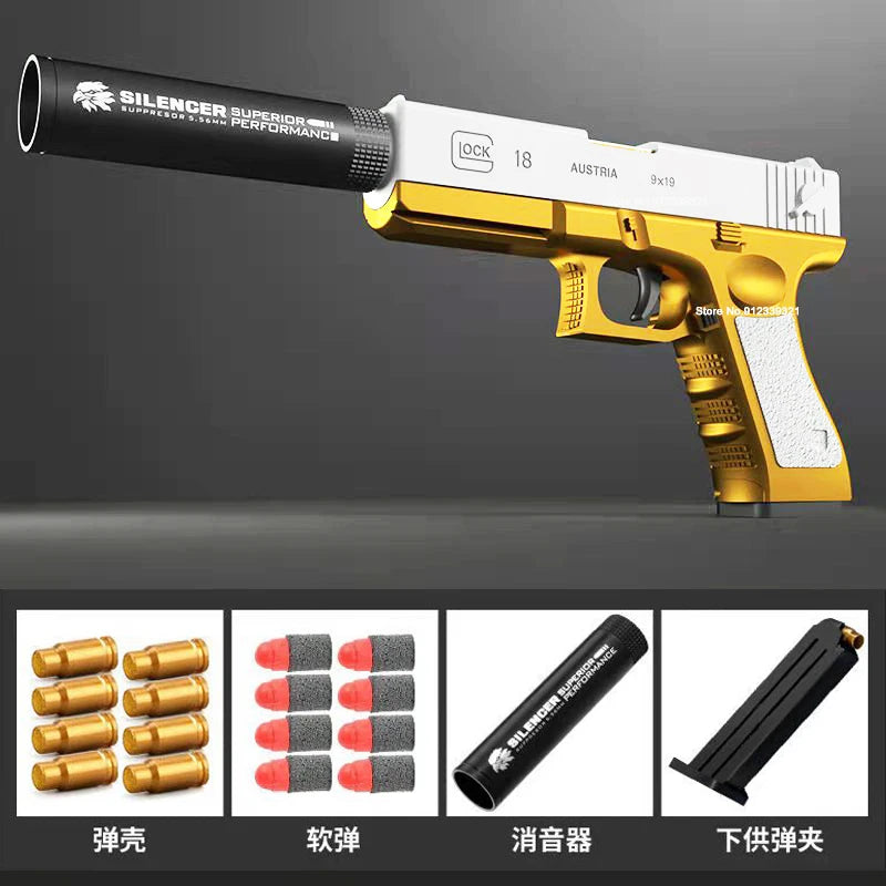 G17 Soft Bullet Toy Gun Shell Ejection Foam Darts Pistol Desert Eagle Airsoft Gun With Silencer For Kid Adult