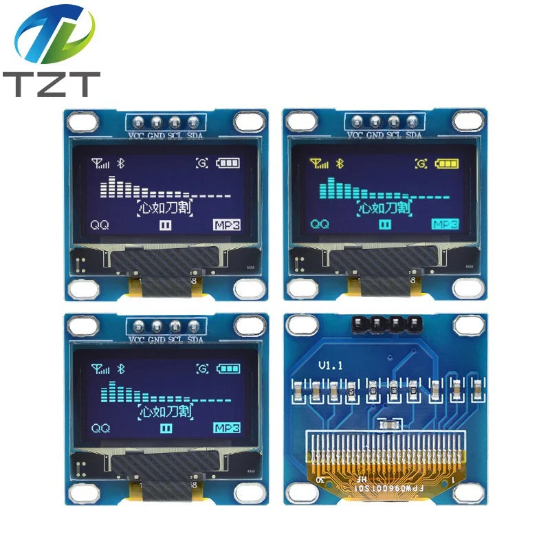 TZT ROHS Certification 0.96 inch oled IIC Serial White OLED Display Module 128X64 I2C SSD1306 12864 LCD Screen Board For Arduino