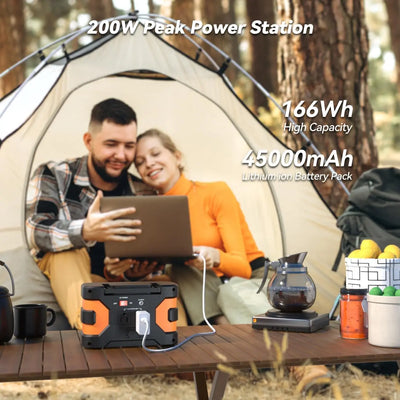 Portable Power Station 200W Peak Solar Generator 166Wh Camping CPAP Battery Backup Power Battery Pack