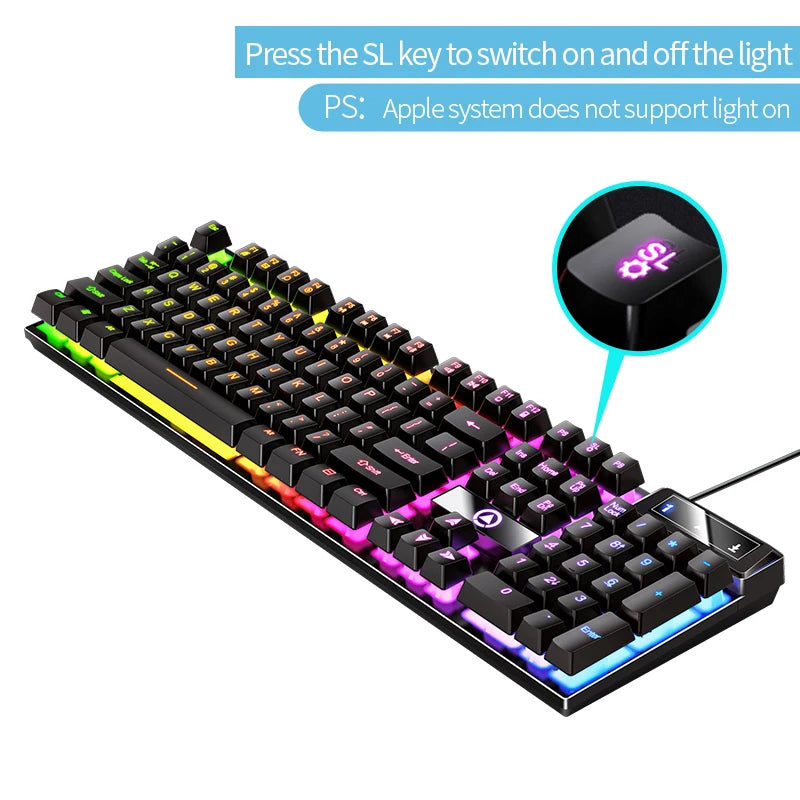 K500 Gaming Wired Mechanical Keyboard Luminous Color Blocking Ergonomic Conflict-free Buttons Pc Desktop Computer Accessories