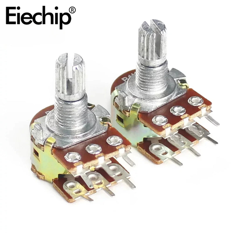 10PCS WH148 Potentiometer 6Pin 15mm Shaft with Nuts and Washers Linear Potentiometers B1K B2K B5K B10K B20K B50K B100K B500K B1M