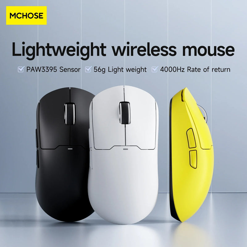 MCHOSE A5 Bluetooth  Wireless Mouse 26000DPI PAW3395 Optical Sensor Gaming Mouse 4KHz Light Weight Pc Gamer Accessories