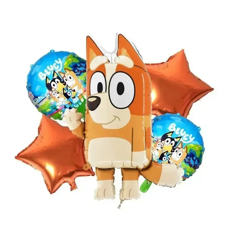 New Cartoon Bluey Family Aluminum Balloon Cartoon Game Toy Blue Orange Brouy Balloon Decoration Set Birthday Party Supplies