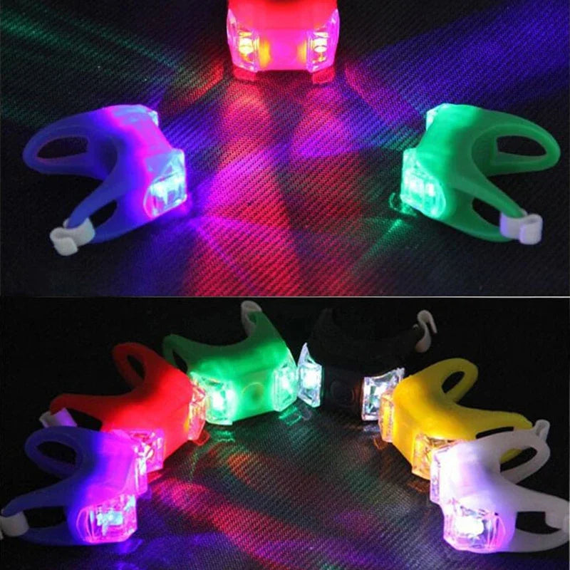 Bike Led Flash Lights Silicone Head Front Rear Wheel Waterproof Safety Lamp Green Taillights Ride on Toys Cycling Accessories