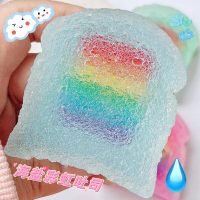 Simulation Transparent Clouds Toast Soft Toys Soft 3D Jelly Rainbow Desserts Mochi Squeezing Stress Relief Toys Girls Toys Gifts