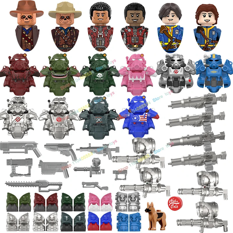 MOC Military Soldiers Mini Anime Action fallouts Figures Weapons Robot Mecha Building Blocks Bricks DIY Toys for KIDS gift