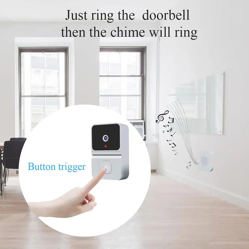 Electronic Wireless Doorbell Home Security Camera with Chime HD Video Night Vision 2.4GHZ WiFi Smart Door Bell Two-Way Audio