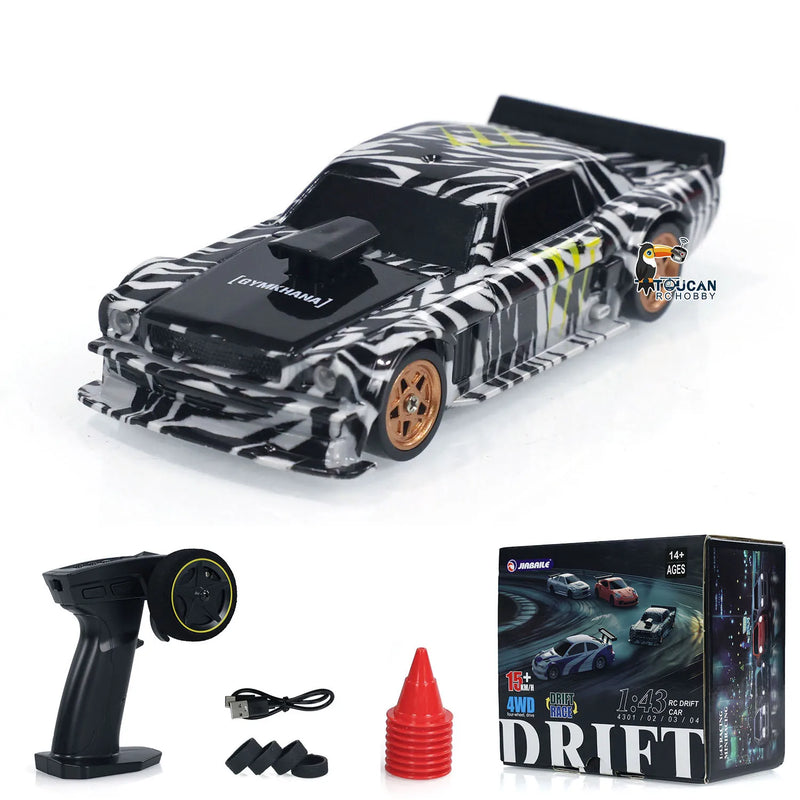 Gifts Outdoor Toys 1/43 2.4g RTR Gyro RC Mini Race Cars Controlled Drift Car 4WD High-Speed Motor Vehicle Model for Boys TH23884