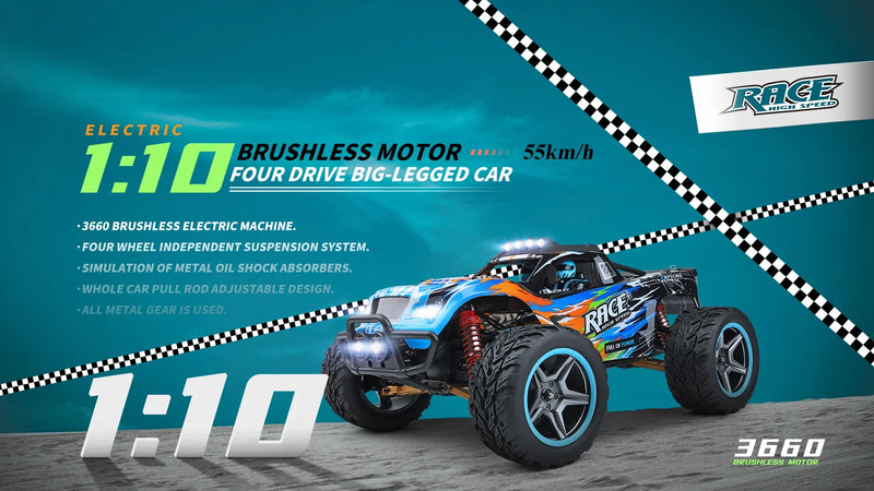 WLtoys 104018 104019 4WD Rc Car 1/10 2.4G Off Road Remote Racing Trucks 55KM/H Brushless Motor Drift Control Cars Toys for Kids