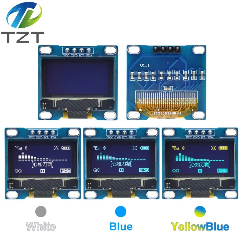 TZT ROHS Certification 0.96 inch oled IIC Serial White OLED Display Module 128X64 I2C SSD1306 12864 LCD Screen Board For Arduino