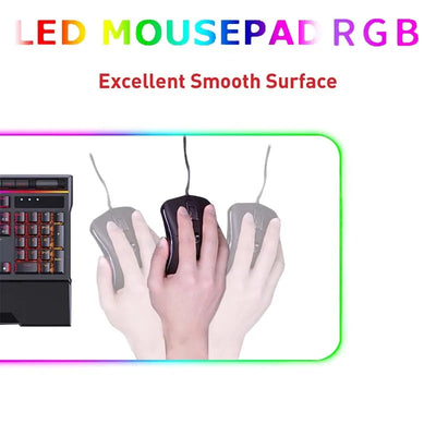 White RGB Gaming Mouse Pad LED Mousepad Game Accessories Backlit Desk Mat Large Computer Keyboard Mice Mat Luminous XXL Mausepad