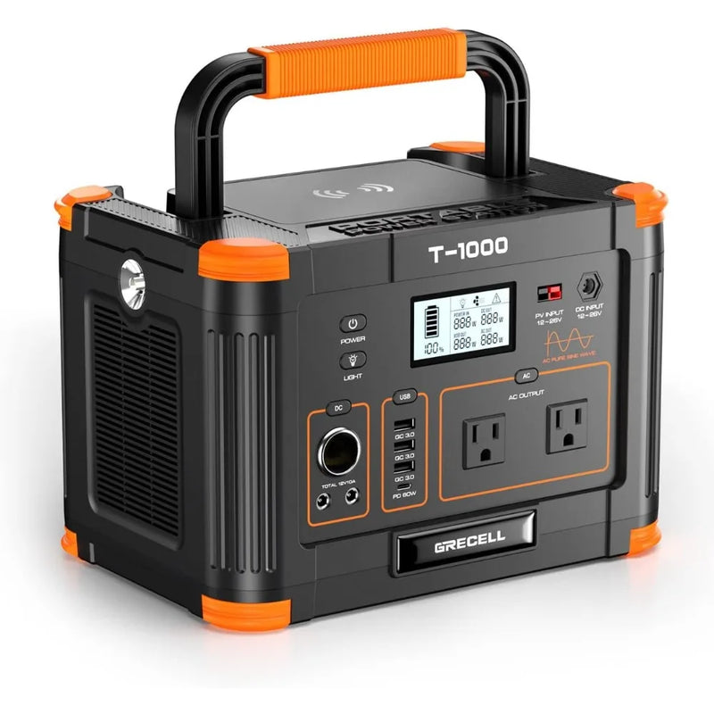 Portable Power Station 1000W, 999Wh Solar Generator, PD 60W Fast Charging Backup Lithium Battery Pack Power Supply