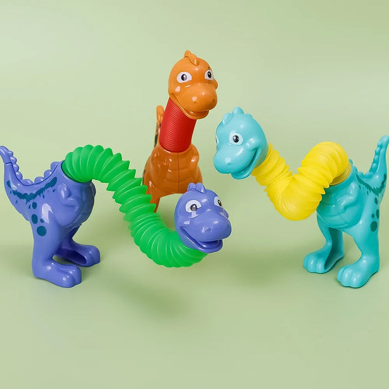 1-5pcs ute Dinosaur Pop Toys Children Animal Sensory Tube Games Stress Relief Squeeze Playing Plastic Tube Decompression Gifts