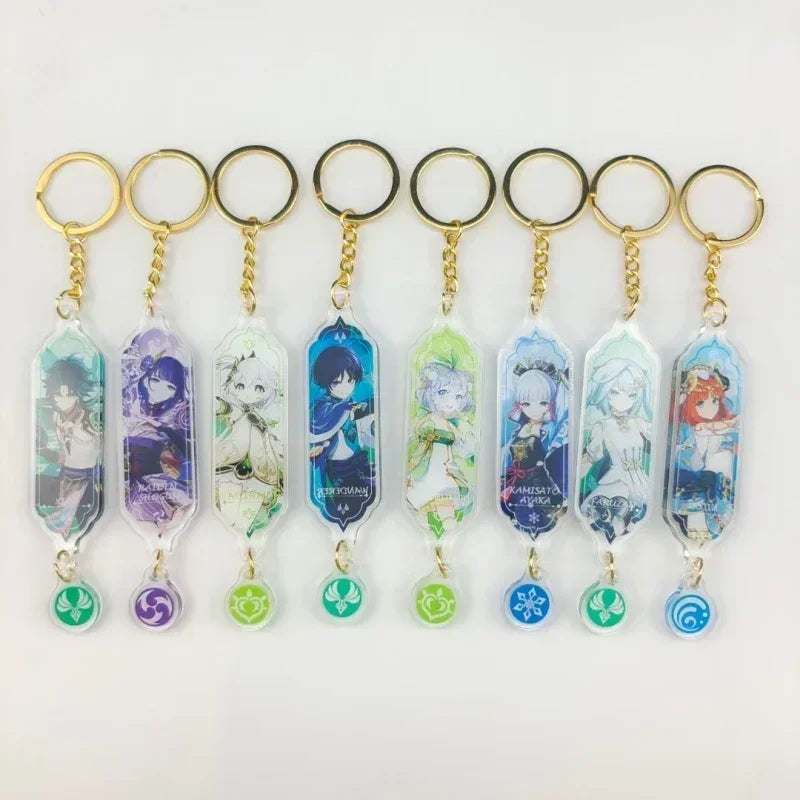 Anime Keychain Furina Neuvillette Xianyun Wanderer Gaming Key Chain Accessories Cute Bag Pendant Key Ring Fans Gift