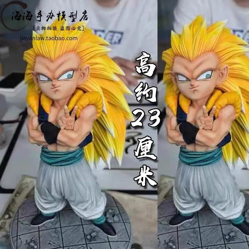 23cm Anime Dragon Ball Figures GK New Pattern Gotenks Super Saiyan 3 Action Figures PVC Model Toys Desktop Gifts