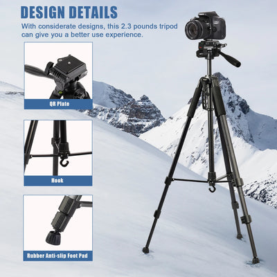 Camera Tripod with Phone Holder Bluetooth Carry Bag Aluminum 180cm Mobile Phone Tripod for Photography Nikon DSLR DSLR Ipad