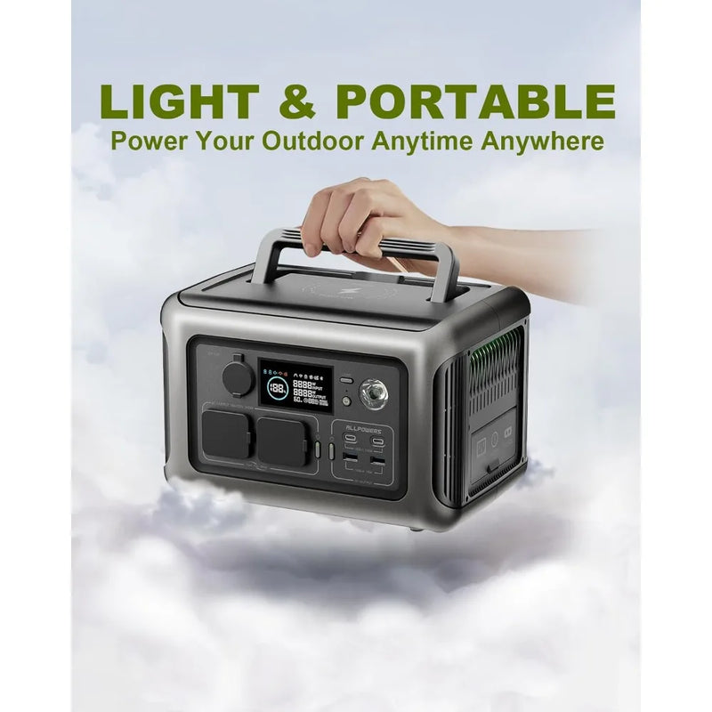 Ultra Quiet Portable Power Station, 299Wh 600W LiFePO4 Battery Backup Power Supply, with UPS Function, MPPT Solar Generator