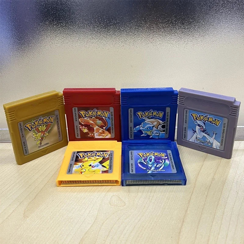 Pokemon GBC Game Cartridge 16 Bit Video Game Console Card Blue Crystal Gold Red Silver Yellow NOE Version German Language