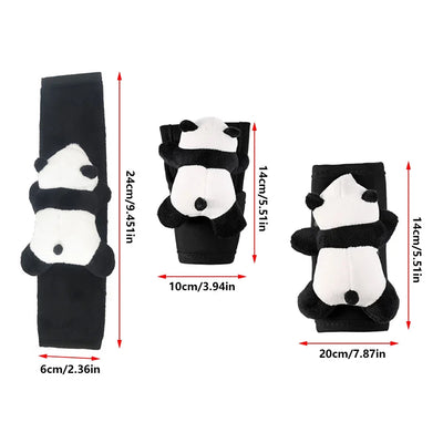 1pc Cute Cartoon Panda Car Gear Shift Cover Soft Plush Auto Shifter Hand Brake Case Toy Bear Car Accessories Interior Decoration