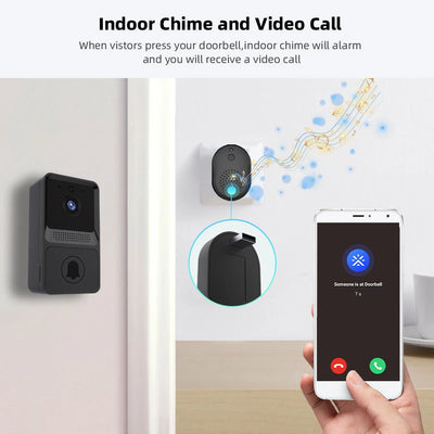 Outdoor WiFi Video Intercom Doorbell Camera Smart Home Wireless Security Door Bell Battery Powered 2-Way Audion Video Doorbell