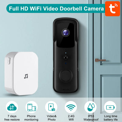 Sectyme New 1080P Tuya Smart Home Video Doorbell Camera Wireless Waterproof WiFi Door Bell PIR Night Vision Security Protection