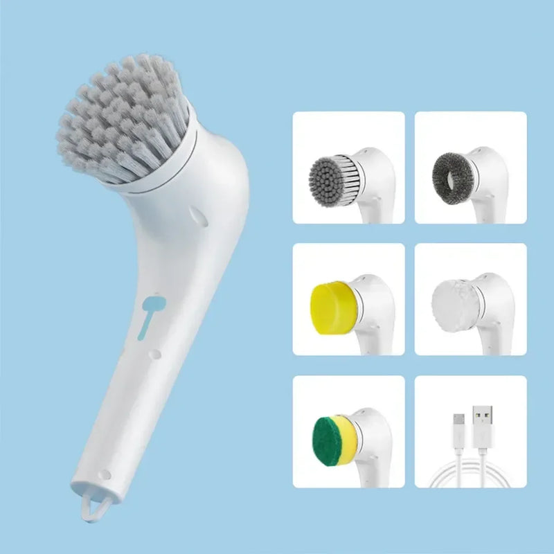 5-in-1 Electric Cleaning Brush Cleaning Gadget Window Cleaner Bathroom Bathtub Toilet Brush Kitchen Cleaning Tool