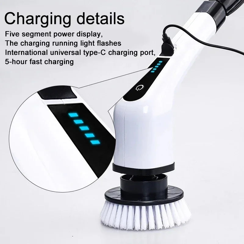 7 In 1 Wireless Electric Cleaning Brush Window Wall Cleaner Retractable Handle Household Bathroom Kitchen Mop Handheld Scrubber