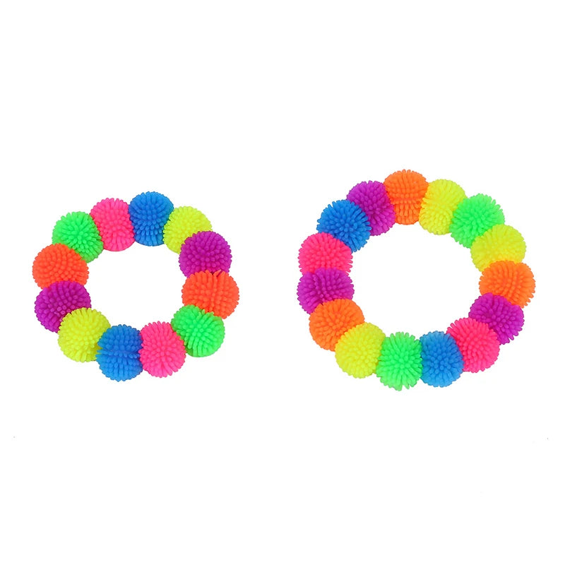 12pcs Multicolor Spiky Hedge Ball Bracelet Wristband Novelty Fidget Toys Squeeze Squishy Sensory Stress Relief Antistress Toy