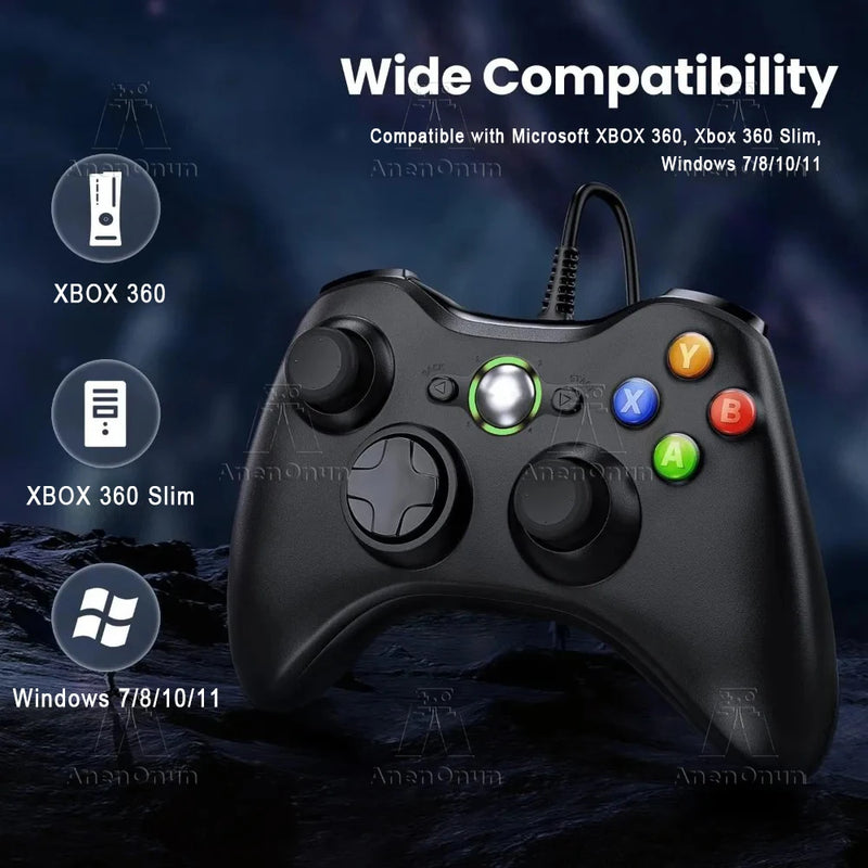 Xbox 360 Controller USB Wired Remote Gamepad PC Gaming Control Dual Vibration Joystick Video Game Console Joypad Accessories