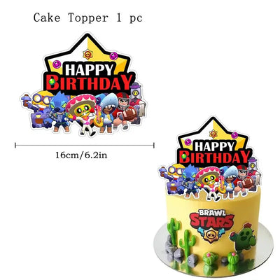 12inch Game Brawl Theme Birthday Scene Decoration Latex Balloon Party Banner Cake Flag Brawl Stars Decor Baby Shower Supplies