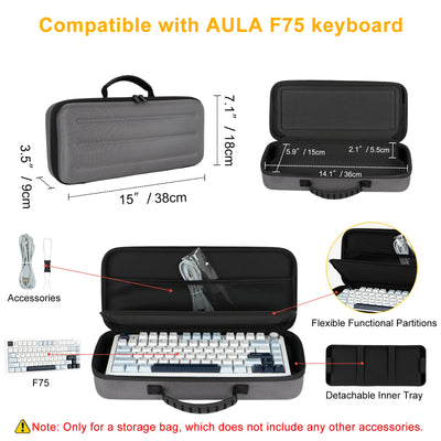 Hard EVA Case for Aula F75 Gaming Mechanical Keyboard Storage Bags Portable Travel Carrying Box For Aula Keyboard Accessories